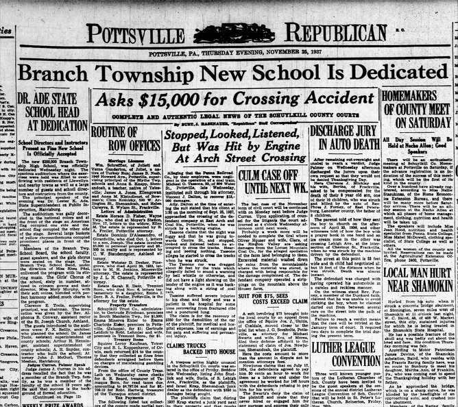 Pottsville Republican Thu Nov 25 1937 
